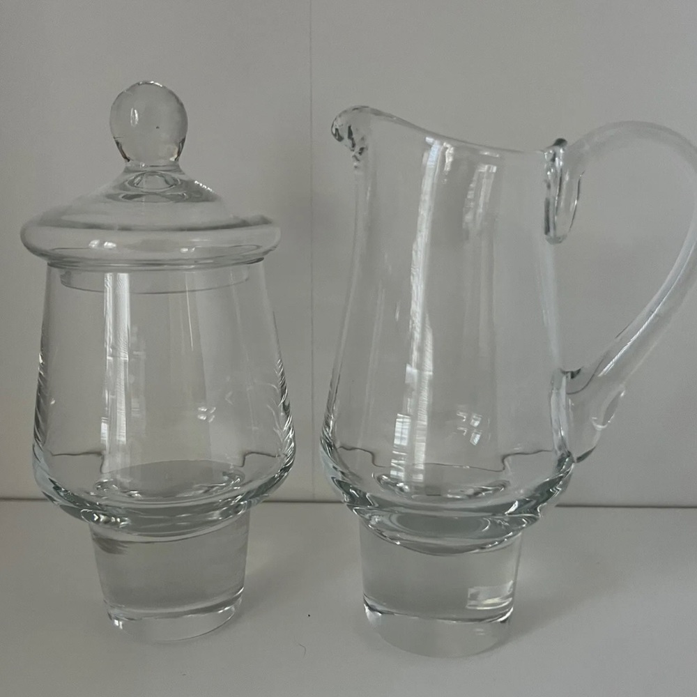 Contemporary Crystal Cream & Sugar Set